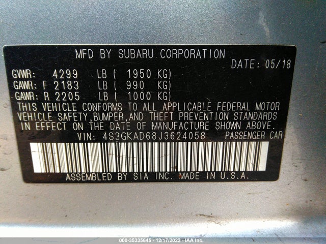2018 Subaru Impreza, VIN: 4S3GKAD68J3624058