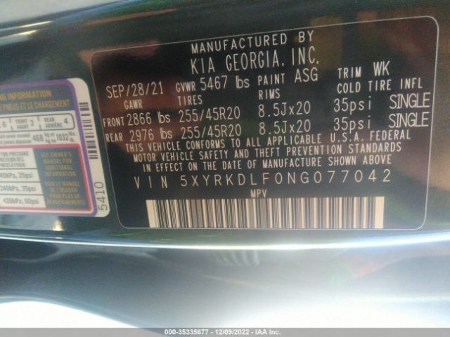 5XYRKDLF0NG077042 KIA Sorento X-line Sx Prestige