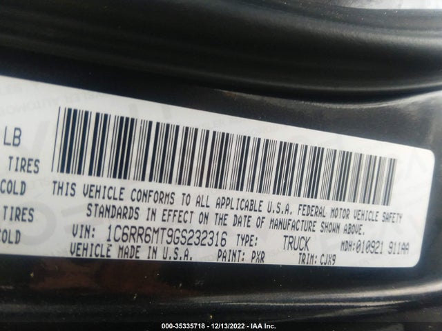 RAM 1500 Sport 2016 1C6RR6MT9GS232316 Image 9