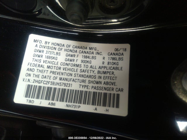 Honda Civic Sedan Lx 2018 2HGFC2F59JH579231 Image 9