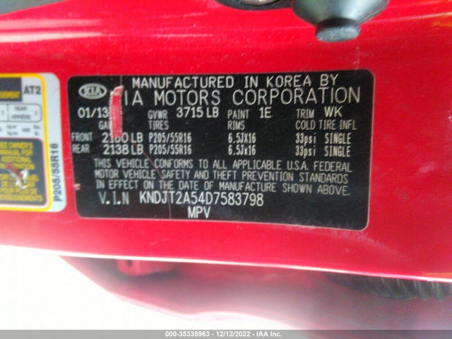 KIA Soul Base 2013 KNDJT2A54D7583798 Image 11