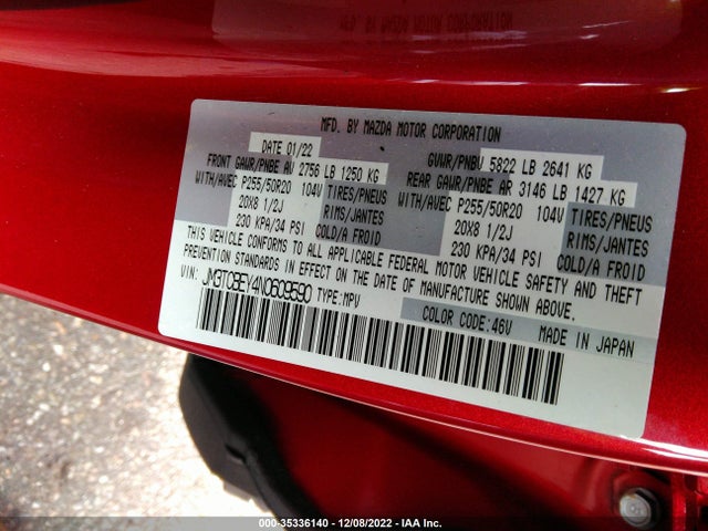 2022 Mazda CX-9, VIN: JM3TCBEY4N0609590