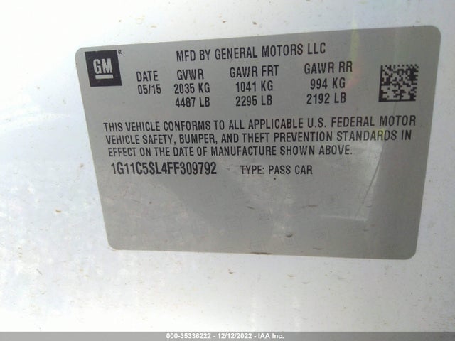 Chevrolet MALIBU LT 2015 1G11C5SL4FF309792 Image 9
