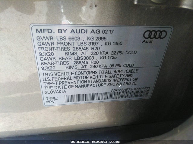 WA1VAAF72HD044433 Audi Q7 Prestige