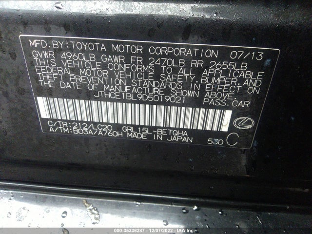 Lexus GS 350 2013 JTHCE1BL9D5019021 Image 10