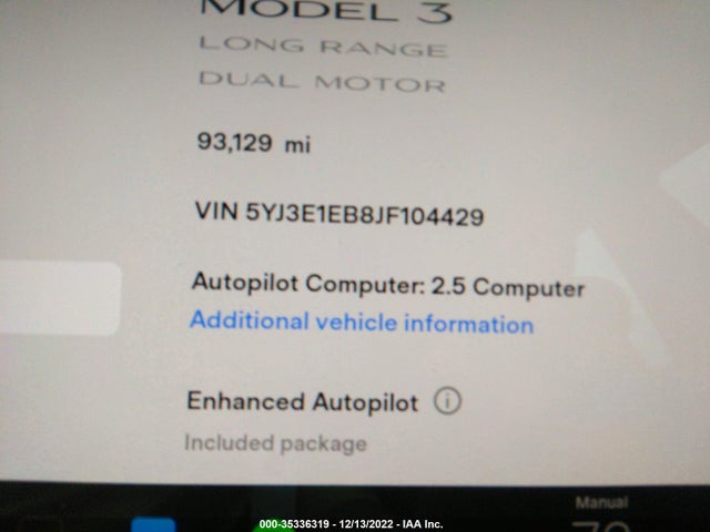 Tesla Model 3 Long Range 2018 5YJ3E1EB8JF104429 Image 9