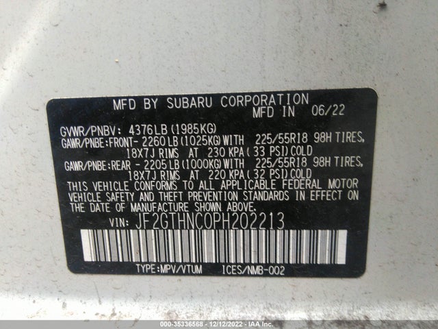 2023 Subaru Crosstrek, VIN: JF2GTHNC0PH202213