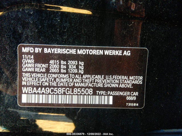2015 BMW 4 Series, VIN: WBA4A9C58FGL85508