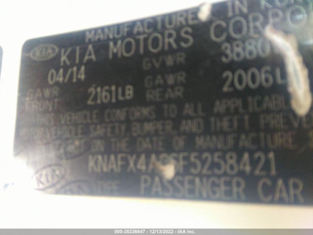 KNAFX4A66F5258421 KIA FORTE LX