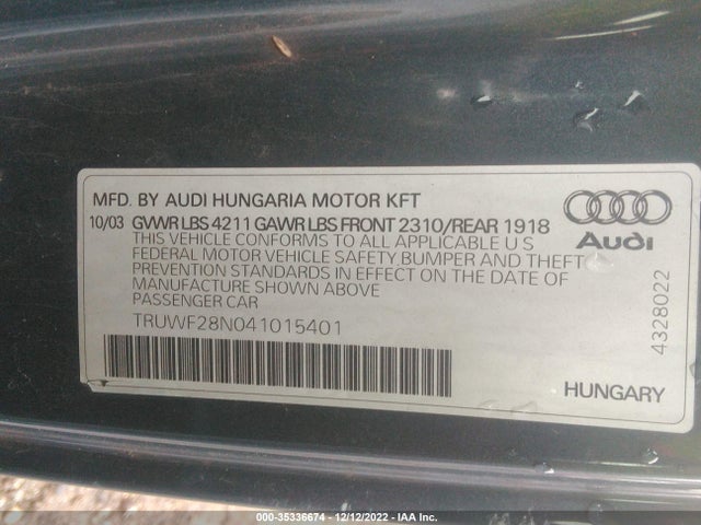 Audi TT 2004 TRUWF28N041015401 Image 9