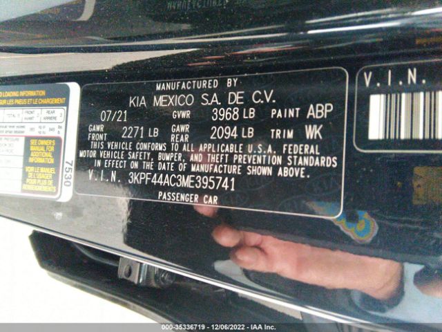 3KPF44AC3ME395741 KIA FORTE GT