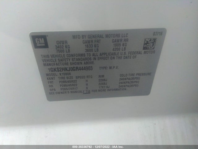 2016 GMC Yukon XL, VIN: 1GKS2HKJ0GR444903