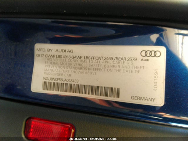 WAUBNCF56JA048433 Audi A5 Sportback Premium Plus