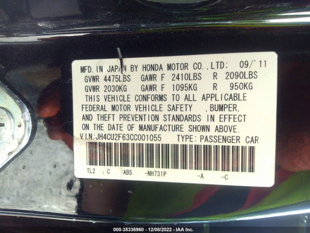 Acura Tsx Tech Pkg 2012 JH4CU2F63CC001055 Image 9