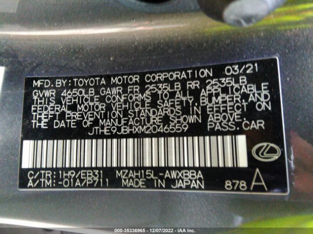 2021 LEXUS UX JTHE9JBHXM2046559 Photo 8