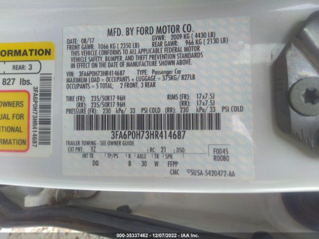3FA6P0H73HR414687 Ford FUSION SE