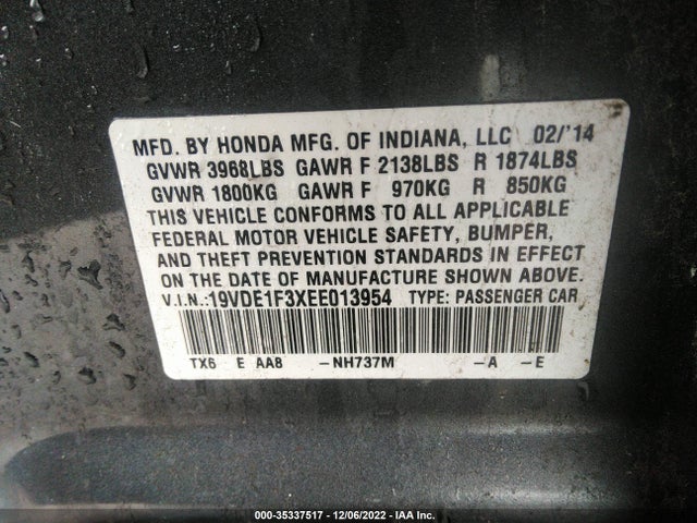 Acura ILX 2014 19VDE1F3XEE013954 Image 9