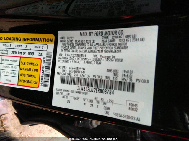 Lincoln MKZ 2014 3LN6L2LU2ER808784 Image 10