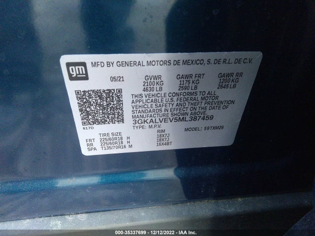 2021 GMC Terrain, VIN: 3GKALVEV5ML387459