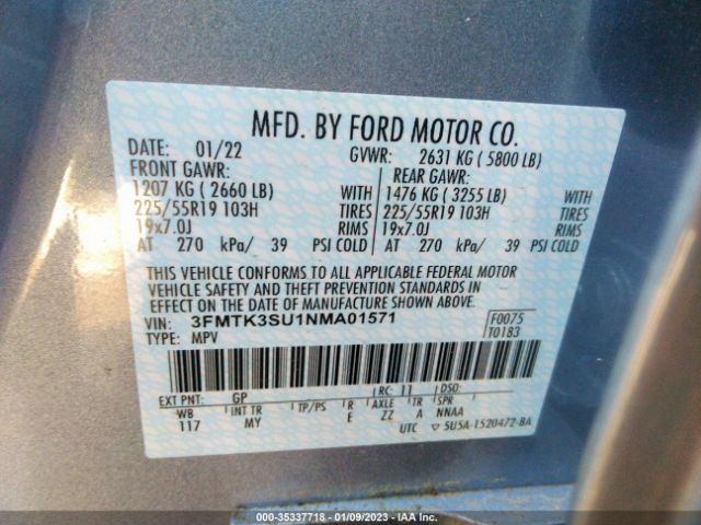 3FMTK3SU1NMA01571 Ford Mustang Mach-e Premium