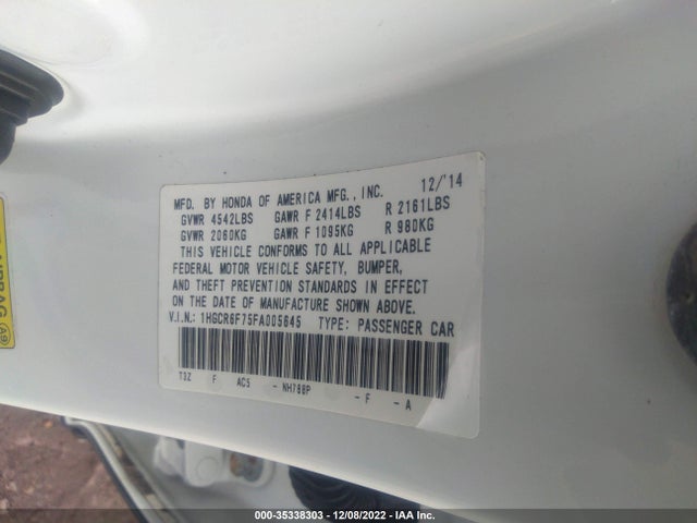 2015 Honda Accord, VIN: 1HGCR6F75FA005645