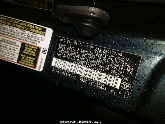 2017 TOYOTA COROLLA L/LE/XLE/SE VIN: 2T1BURHE4HC843721