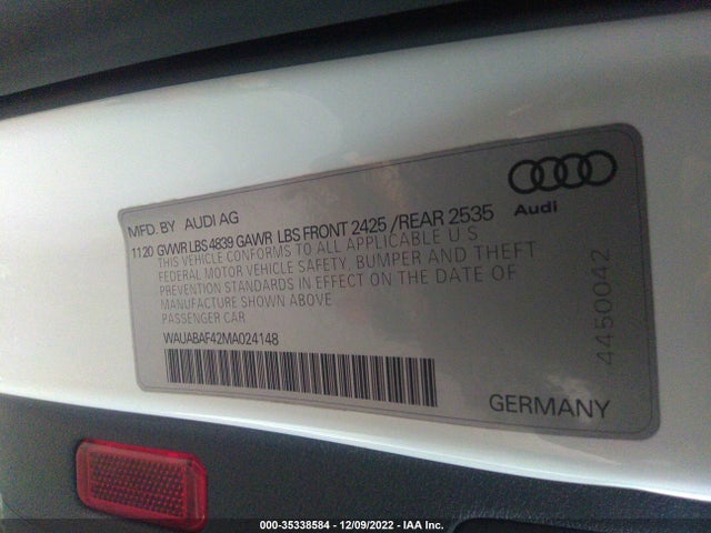 WAUABAF42MA024148 Audi A4 Sedan Premium