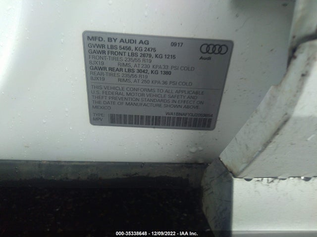WA1BNAFY3J2053854 Audi Q5 Premium Plus