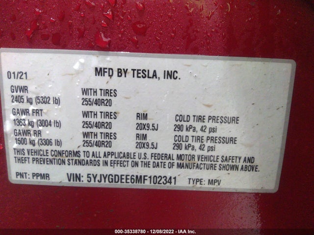 Tesla Model Y Long Range 2021 5YJYGDEE6MF102341 Image 10
