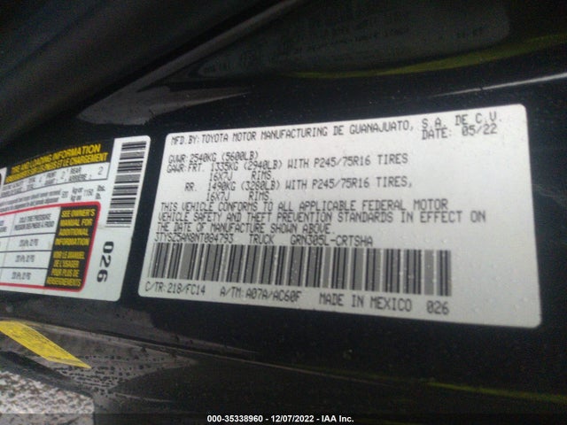 2022 Toyota Tacoma, VIN: 3TYSZ5AN8NT084793