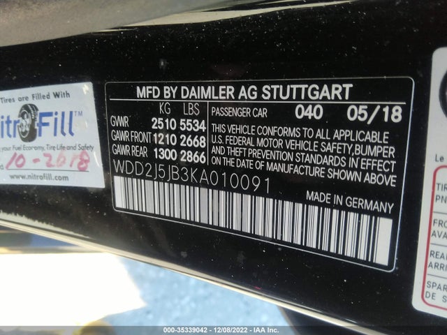 2019 Mercedes-Benz CLS-Class, VIN: WDD2J5JB3KA010091