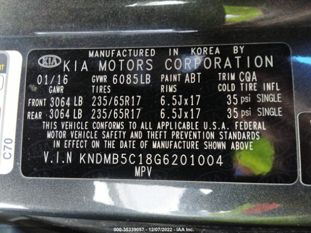 KNDMB5C18G6201004 KIA SEDONA LX