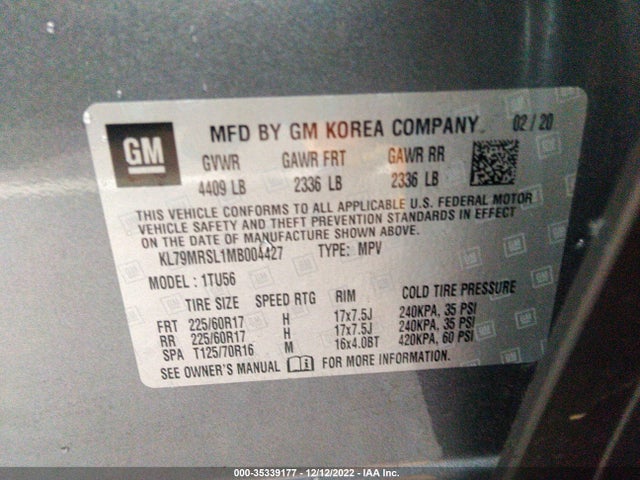 Chevrolet Trailblazer Lt 2021 KL79MRSL1MB004427 Image 9