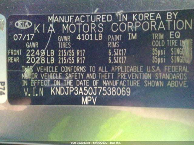 KIA SOUL + 2018 KNDJP3A50J7538069 Image 10