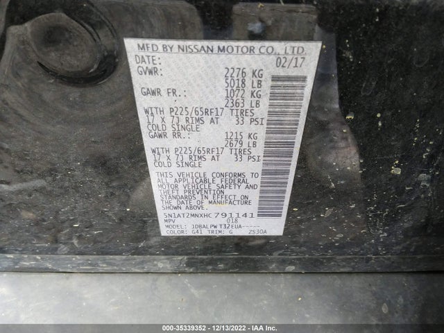 Nissan ROGUE S 2017 5N1AT2MNXHC791141 Image 11