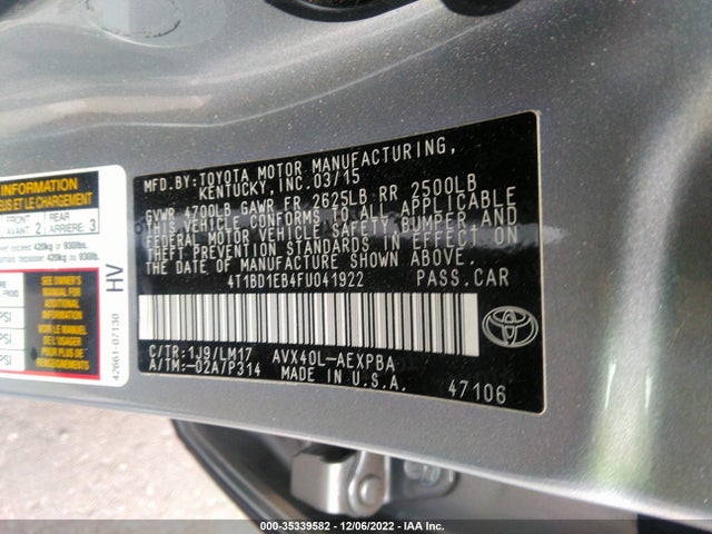 2015 Toyota Avalon, VIN: 4T1BD1EB4FU041922