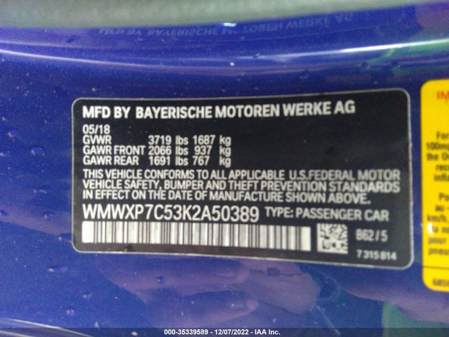2019 Mini Cooper, VIN: WMWXP7C53K2A50389