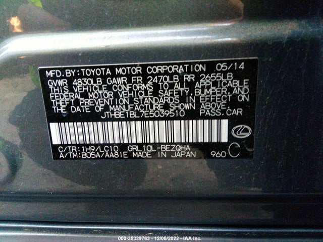 JTHBE1BL7E5039510 Lexus GS 350