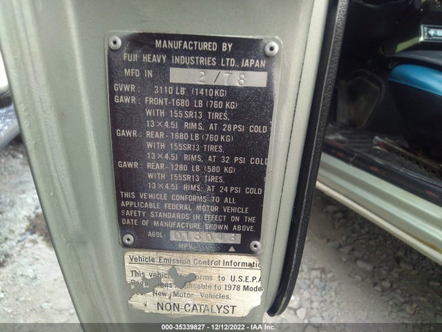 1978 SUBARU BRAT VIN: A69L013043