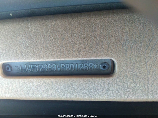 1998 JEEP WRANGLER SE VIN: 1J4FY29P9WP801258