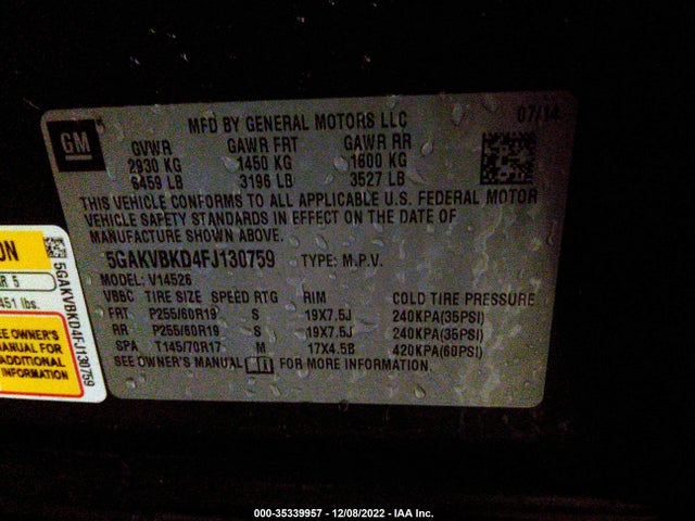 2015 Buick Enclave, VIN: 5GAKVBKD4FJ130759