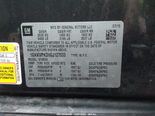 2016 GMC Acadia, VIN: 1GKKVPKD9GJ127633