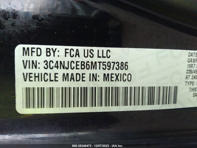 2021 Jeep Compass, VIN: 3C4NJCEB6MT597386
