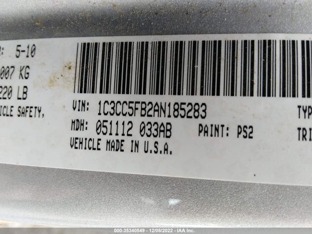1C3CC5FB2AN185283 Chrysler Sebring Limited