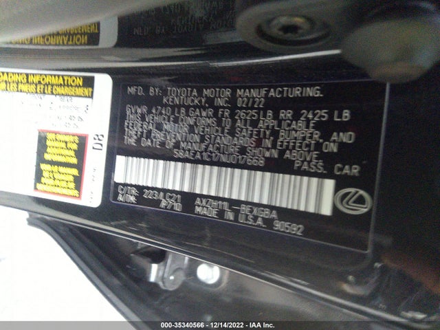 2022 Lexus ES, VIN: 58AEA1C17NU017668