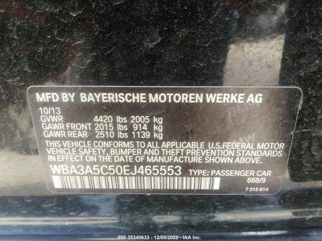 BMW 3 Series 328i 2014 WBA3A5C50EJ465553 Image 9