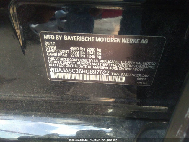 BMW 5 Series 530i 2017 WBAJA5C36HG897622 Image 10