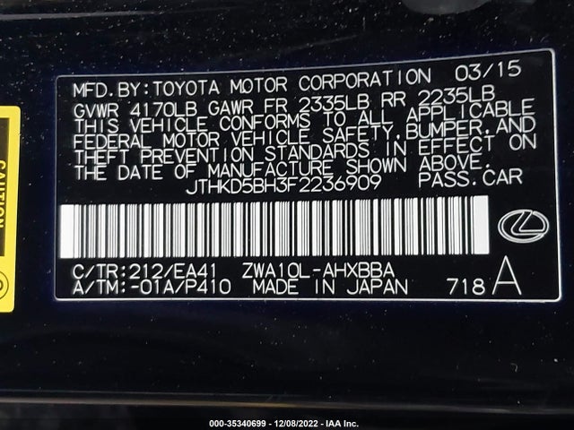Lexus Ct 200h Hybrid 2015 JTHKD5BH3F2236909 Image 10