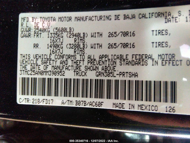 2021 Toyota Tacoma, VIN: 3TMCZ5AN0MM390952