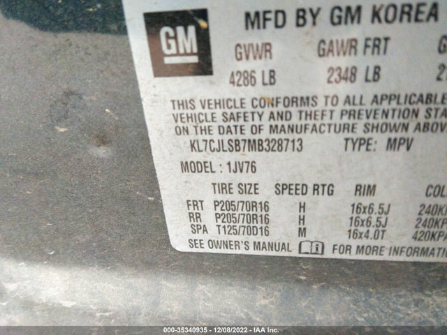 Chevrolet Trax Lt 2021 KL7CJLSB7MB328713 Image 9